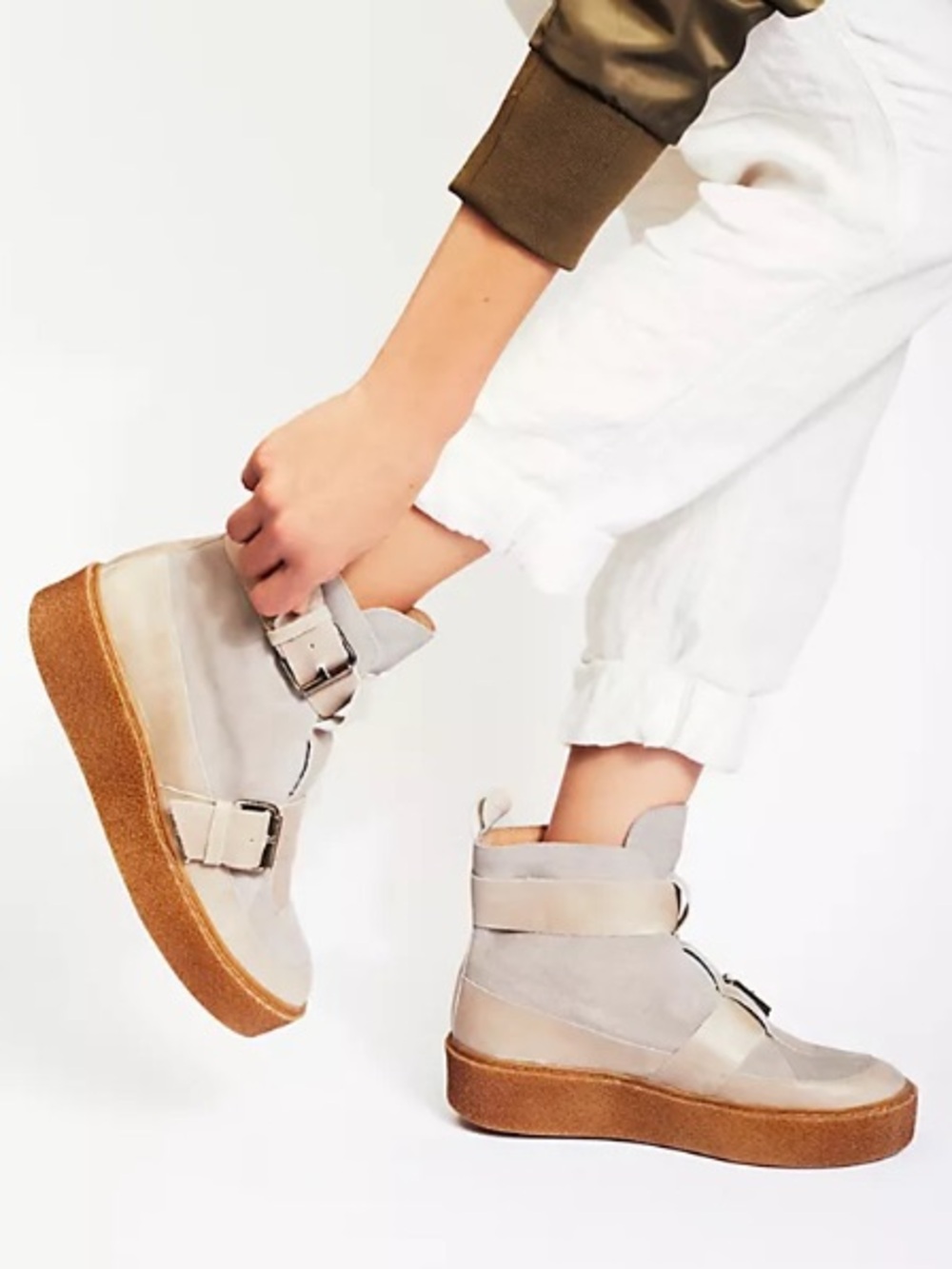 Free People Cortina‎ Leather Wedge Sneaker Boots Gum Sole 38 8